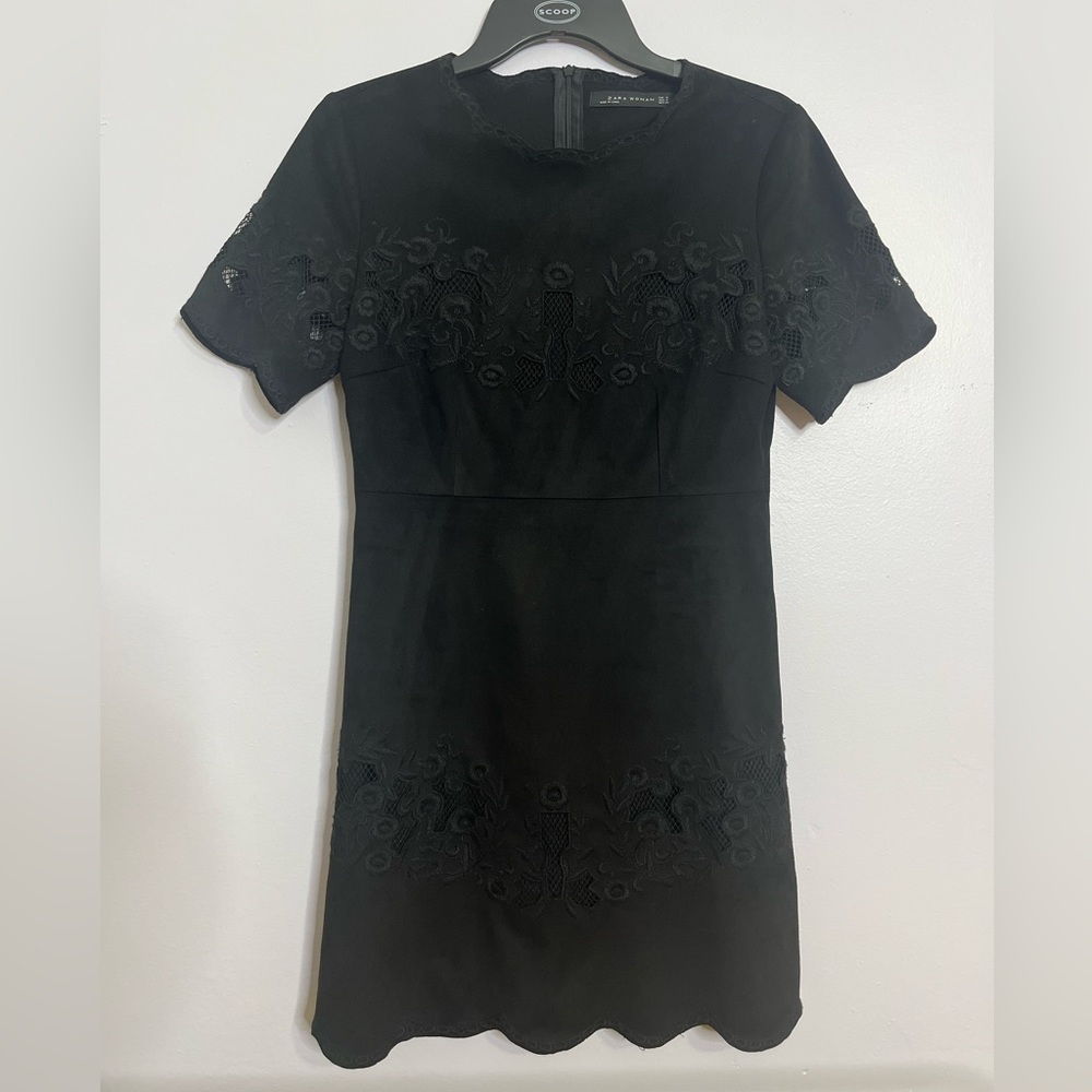 Gorgeous ZARA Black Suede Lace Cutout Dress - Picture 5 of 7